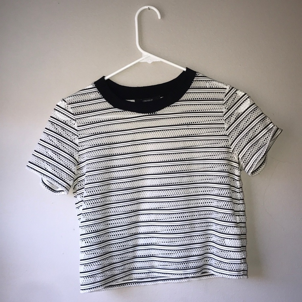 Crop top sheer see through! Black and white net